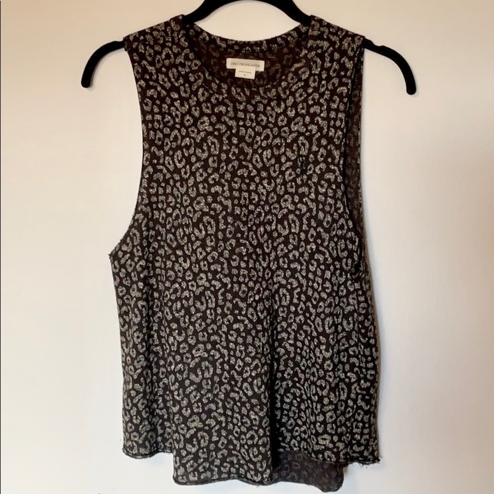 OBEY leopard print muscle tank size S